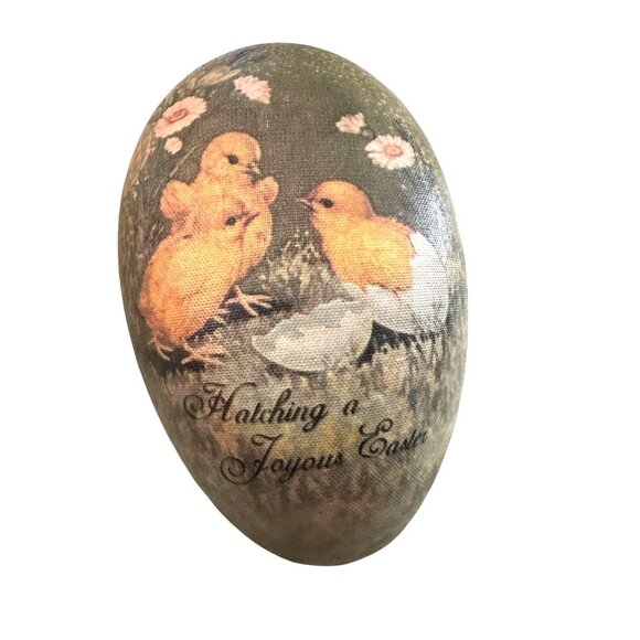 Bethany Lowe Large Paper Mache Easter Egg Container Chick Design Floral Interior - Picture 1 of 11